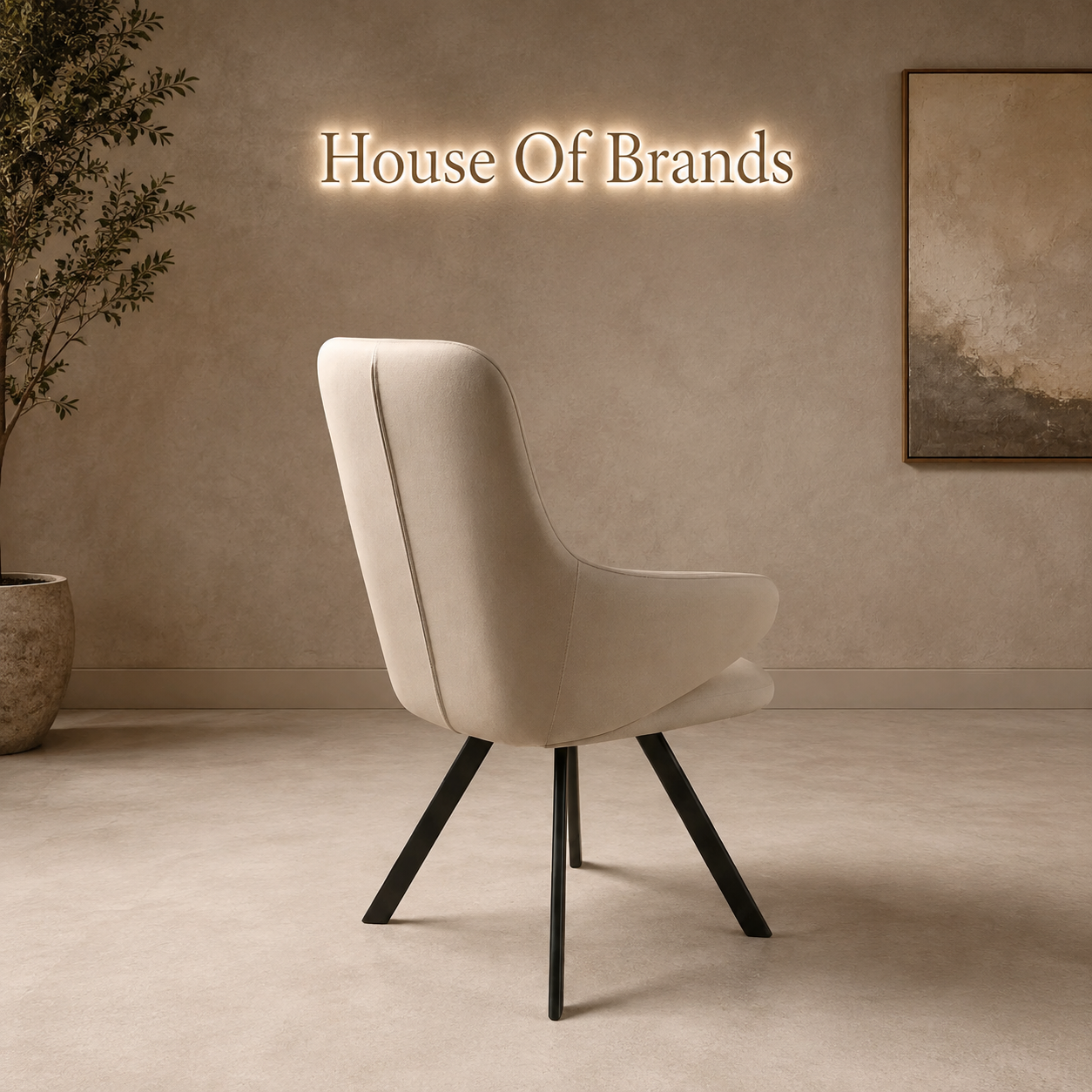Celine Vintage Beige PU Swivel Dining Chair