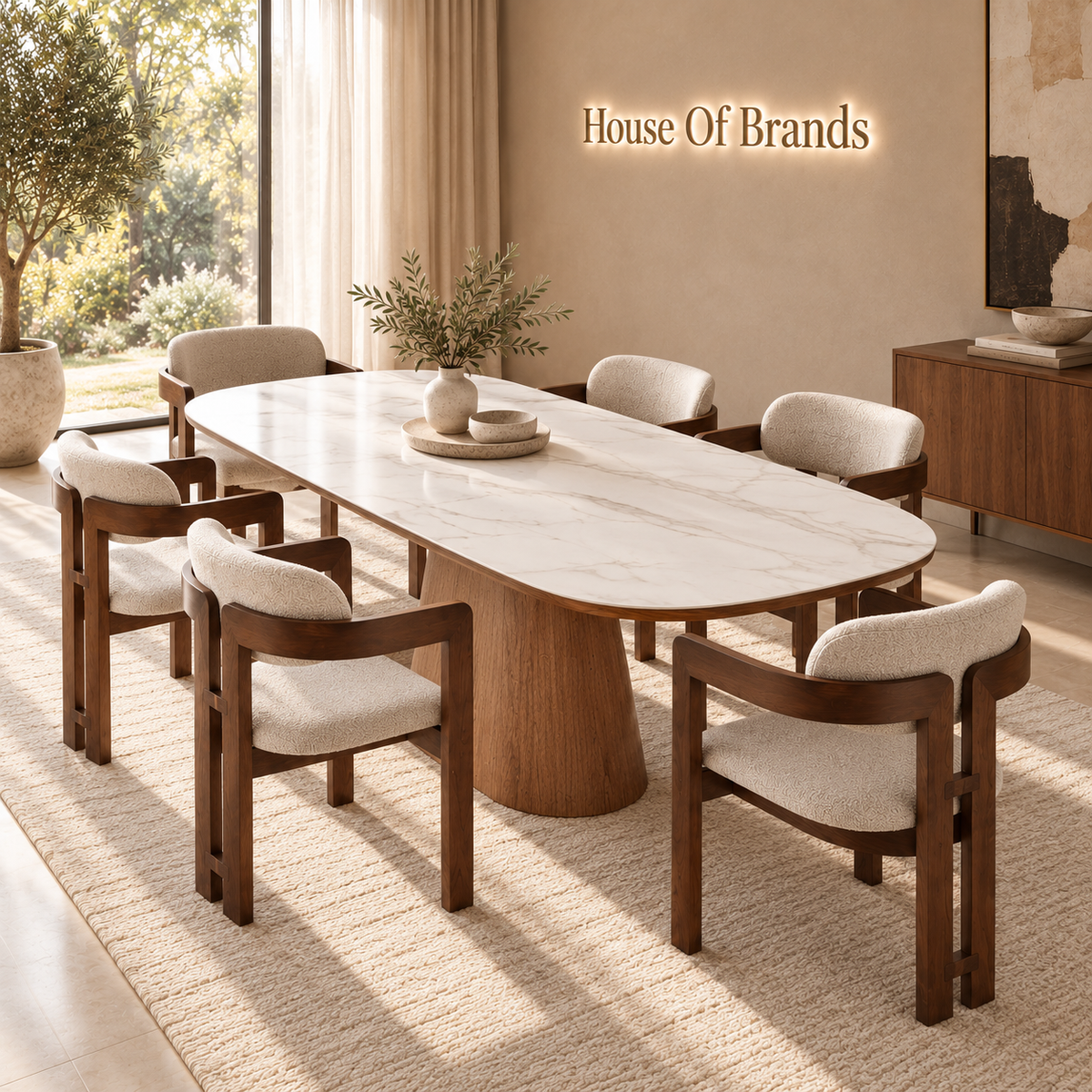 Blanca 200cm Dining Set with Clare Bouclé Chairs