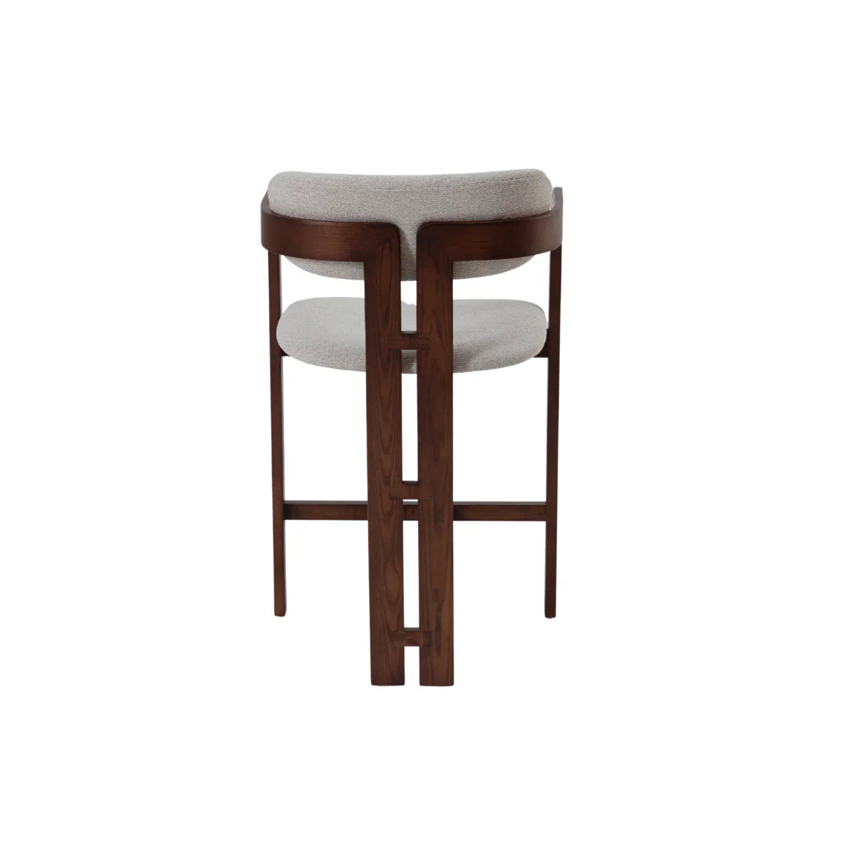 Clara Walnut Dark Wooden Ivory Boucle Fabric Bar Stool