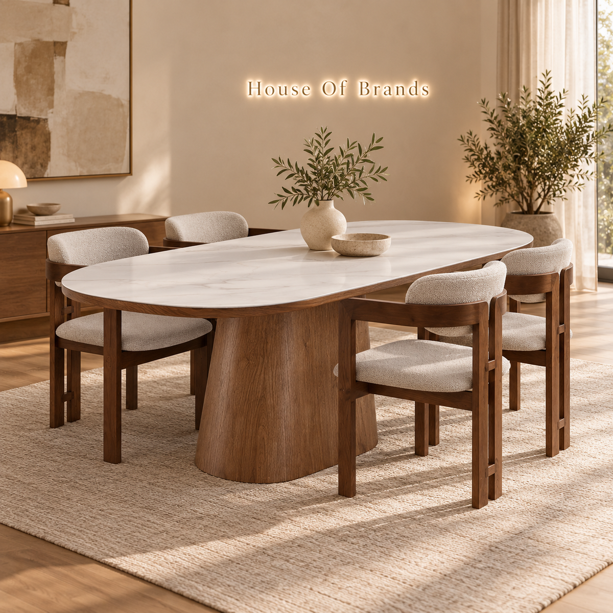 Blanca 200cm Dining Set with Clare Bouclé Chairs