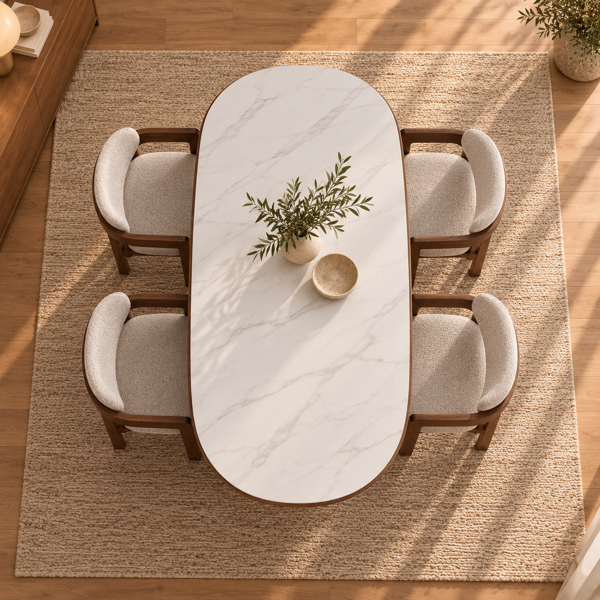 Blanca 200cm Dining Set with Clare Bouclé Chairs