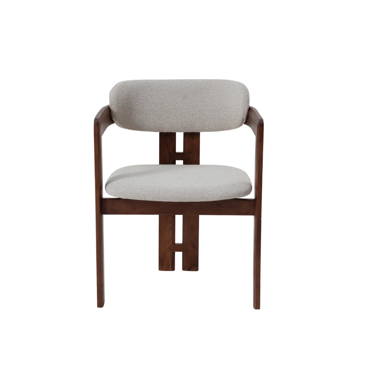 Clara Walnut Dining Chair in Oatmeal Bouclé – Upholstered Dining Chair (Set of 2)