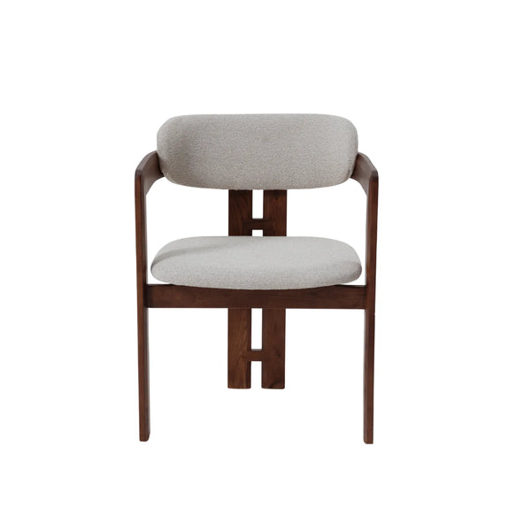 Clara Walnut Dining Chair in Oatmeal Bouclé – Upholstered Dining Chair (Set of 2)