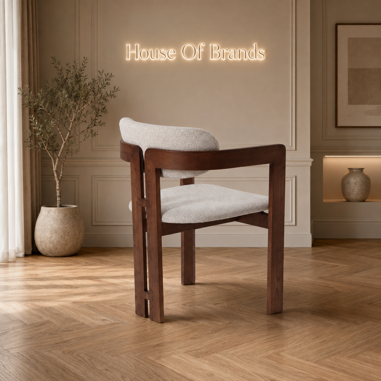 Leven 120cm Dining Set with 4 Clare Bouclé Chairs