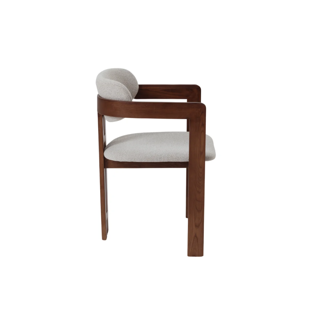 Clare Walnut & Oatmeal Bouclé Dining Chair