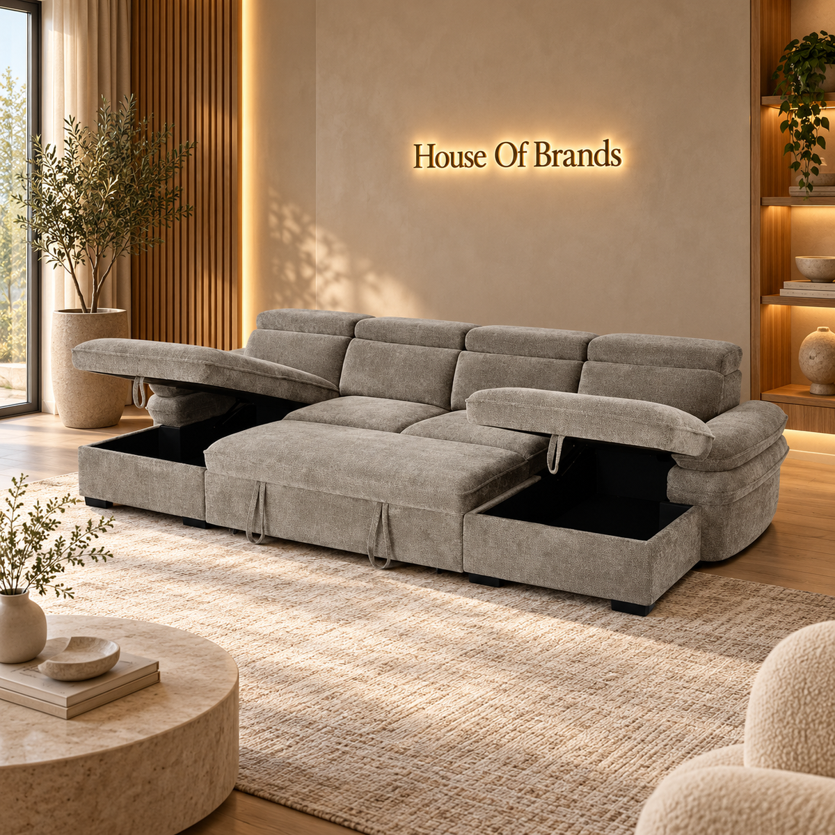 Billie Grey Large U Shaped Sofa Bed with Lift Up Storage