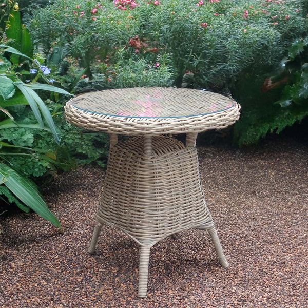 Cove 70cm Rattan Bistro Table with Glass Top