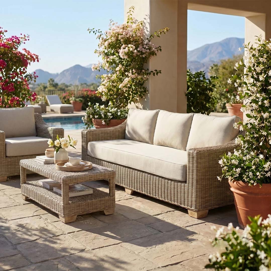Cove 3 Seater Rattan Garden Sofa with Cushions