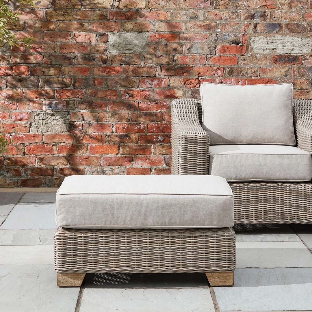 Cove Rattan Garden Footstool with Cushion