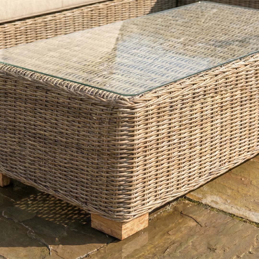 Cove Large Rattan Corner Sofa Set with Glass Coffee Table