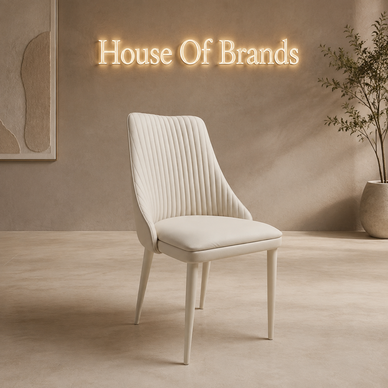 Cruz Beige PU Fixed-Leg Dining Chair