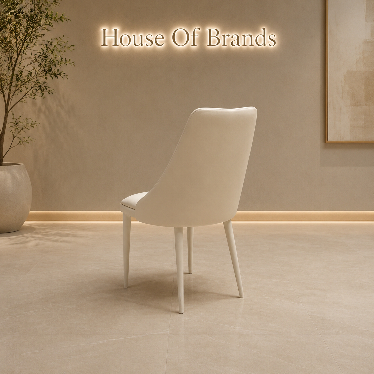 Cruz Beige PU Fixed-Leg Dining Chair