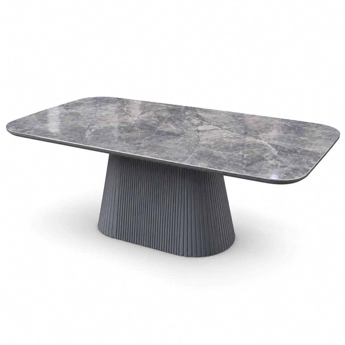 Davos 180cm Oval Grey Ceramic Marble Dining Table