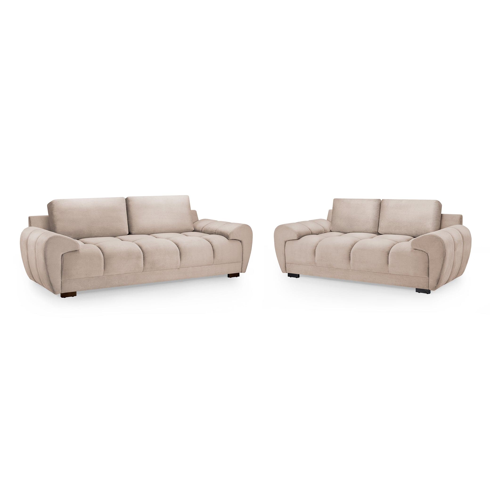 Devoke 3+2 Cream Velvet Sofa Set with Footstool
