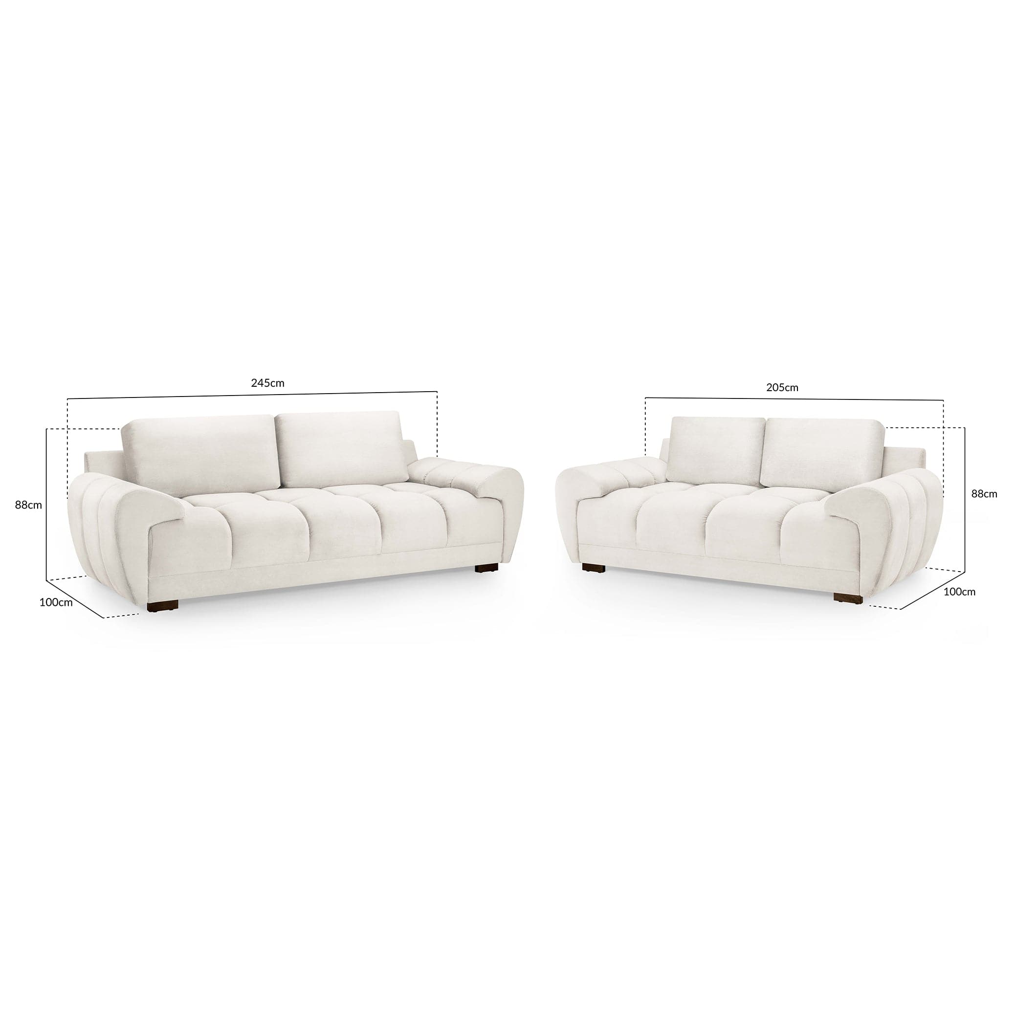 Devoke 3+2 Cream Velvet Sofa Set with Footstool