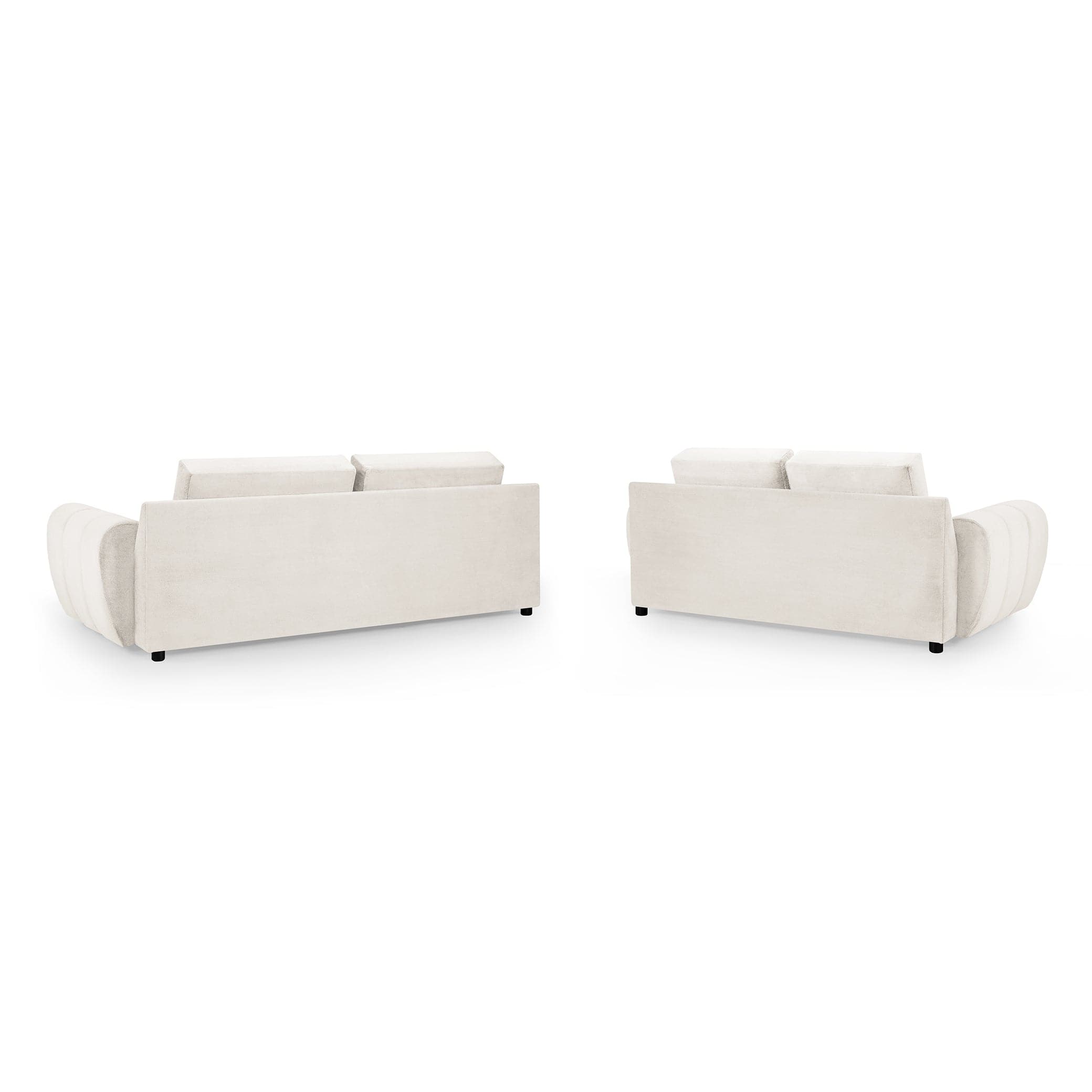 Devoke 3+2 Cream Velvet Sofa Set with Footstool