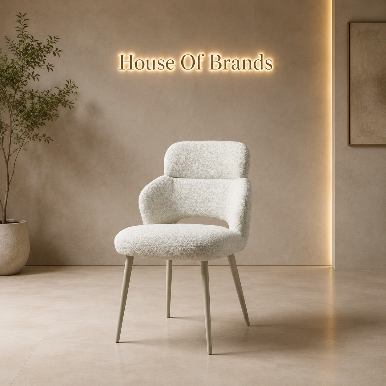 Domus Beige Bouclé Fabric Dining Chair