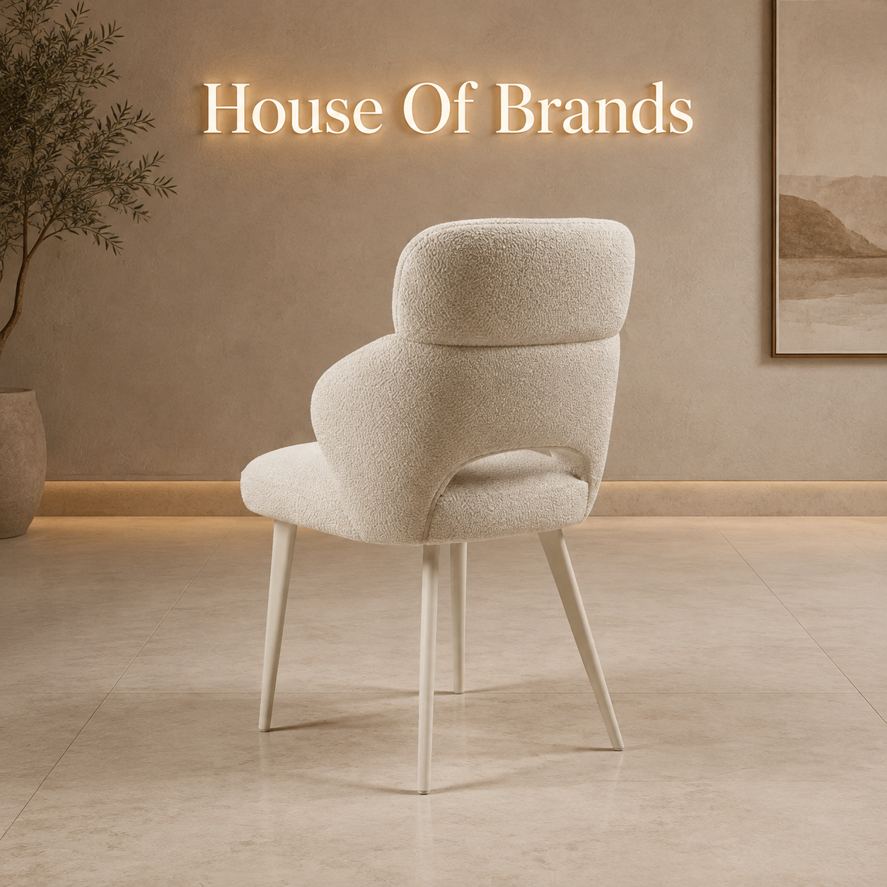 Domus Beige Bouclé Fabric Dining Chair