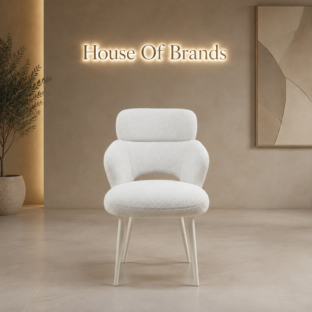 Domus Beige Bouclé Fabric Dining Chair