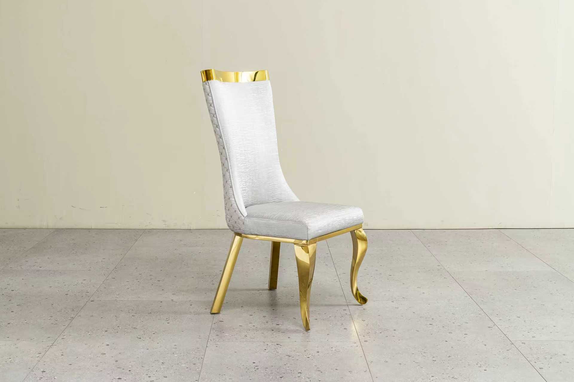 Samara Grey PU Leather Quilted Dining Chair with Gold Legs – Modern Glamour