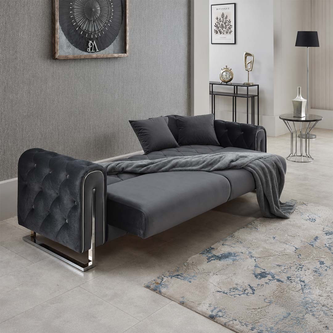 Elara Luxury Velvet Sofa Bed Set with Storage