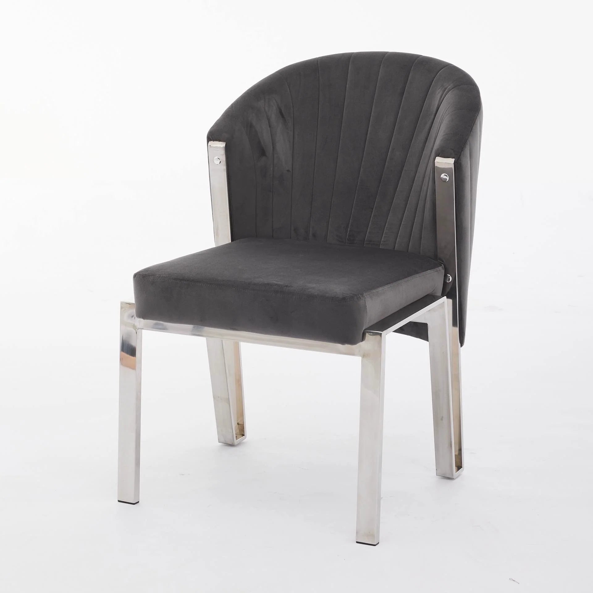 Favian Grey Dining Chair Chrome Legs