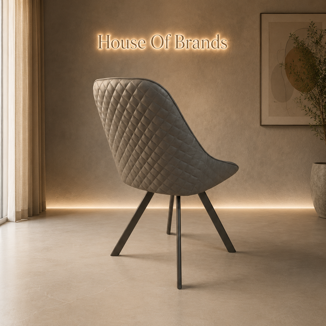 Fedra Vintage Grey PU & Fabric Swivel Dining Chair