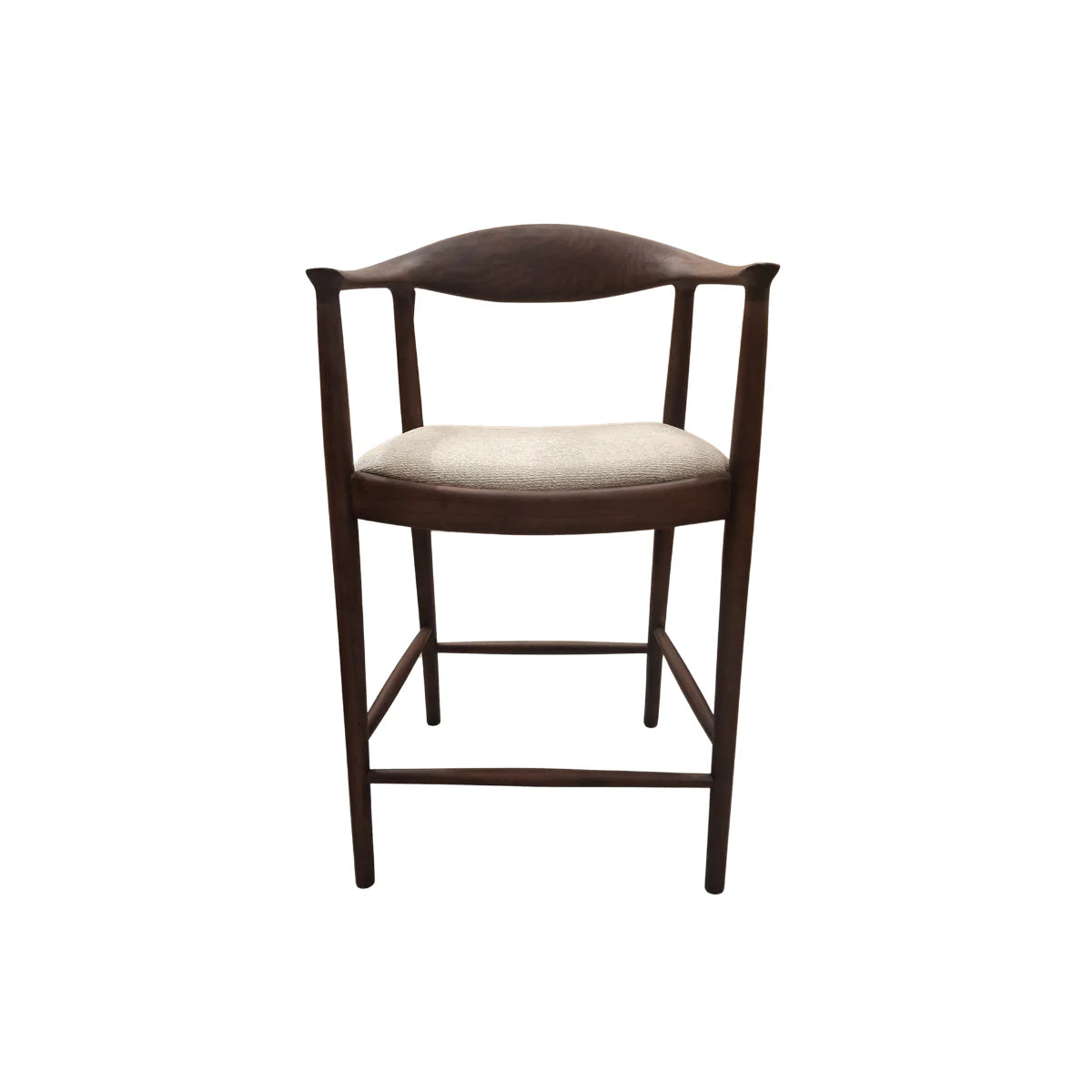 Fern Walnut Bar Stool in Oatmeal Bouclé – Upholstered Kitchen Counter Stool