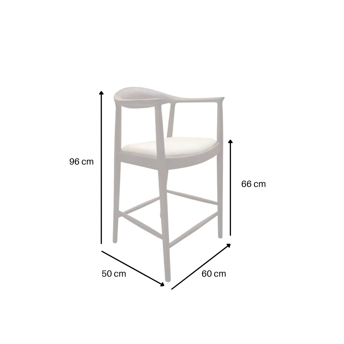 Fern Walnut Bar Stool in Oatmeal Bouclé – Upholstered Kitchen Counter Stool