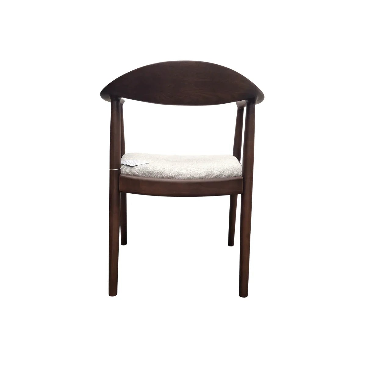 Fern Walnut Dark Wooden Ivory Boucle Fabric Dining Chairs - Pairs