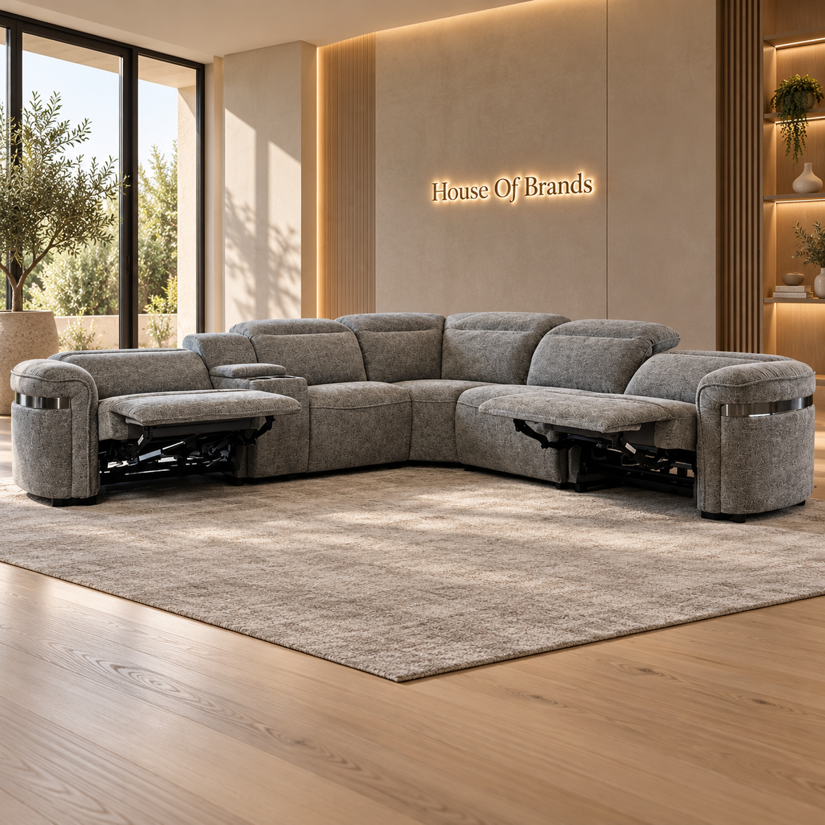 Bicester Grey Modular Electric Recliner Corner Sofa