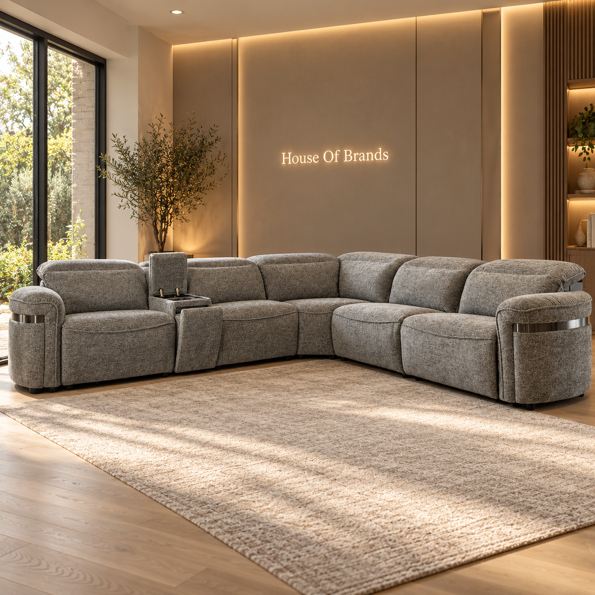 Bicester Grey Modular Electric Recliner Corner Sofa