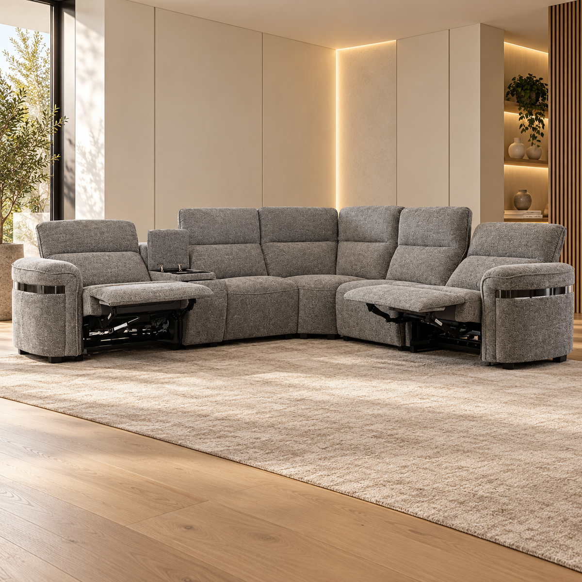 Bicester Grey Modular Electric Recliner Corner Sofa