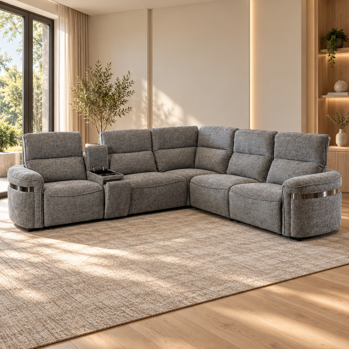 Bicester Grey Modular Electric Recliner Corner Sofa