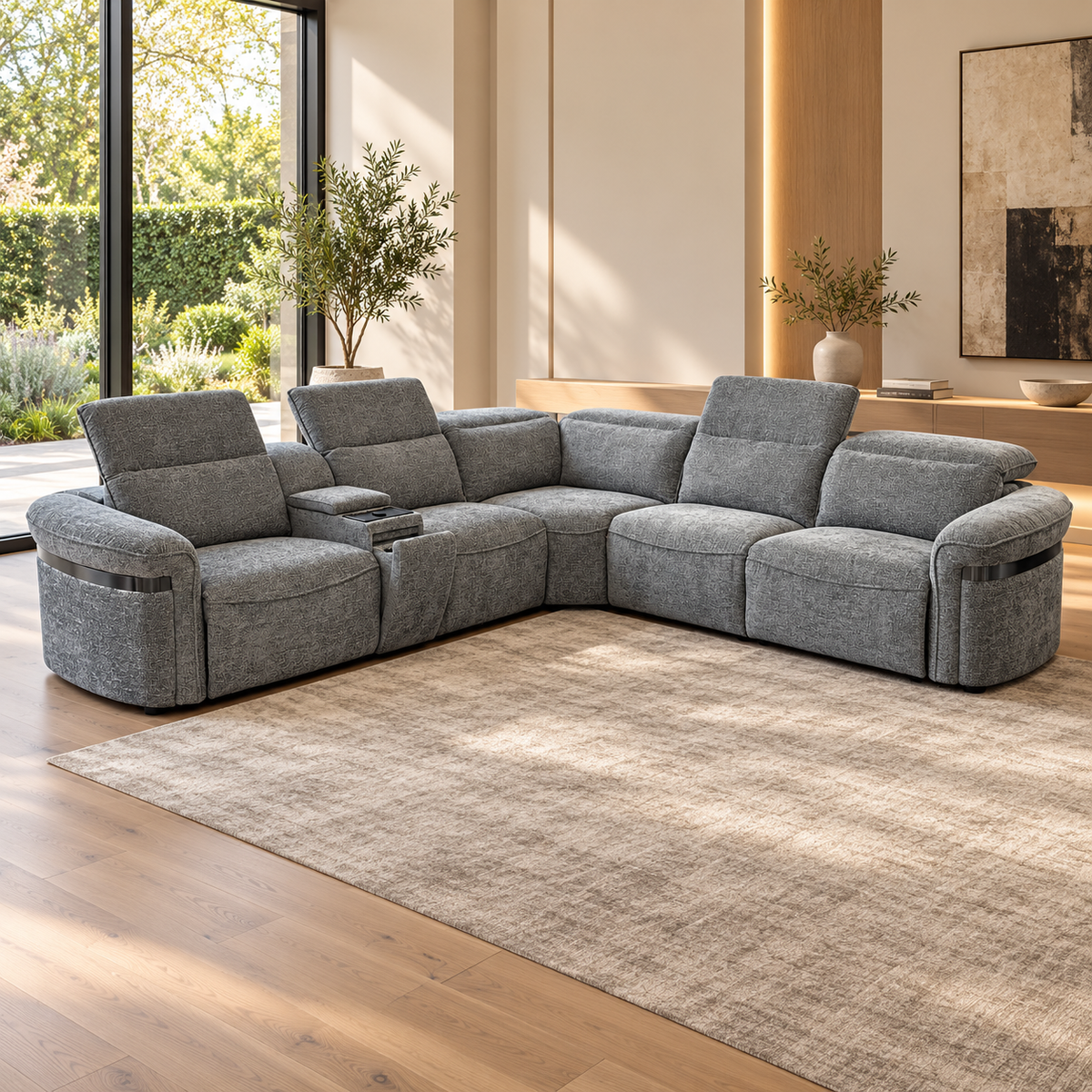 Bicester Grey Modular Electric Recliner Corner Sofa