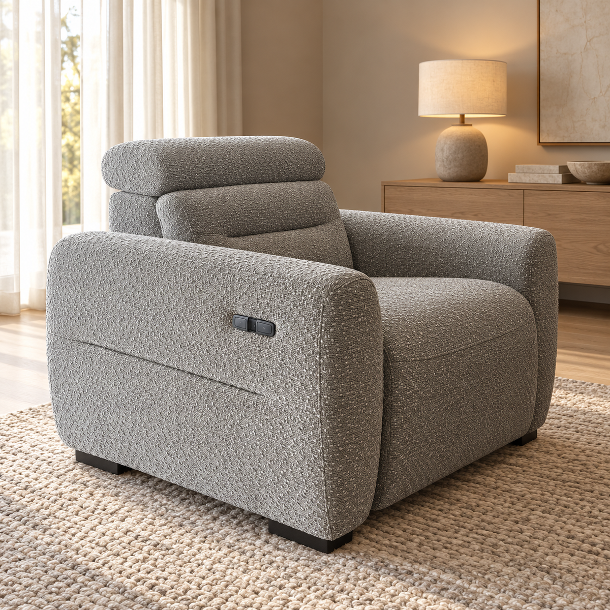 Tokyo Grey Electric Recliner Sofa Set