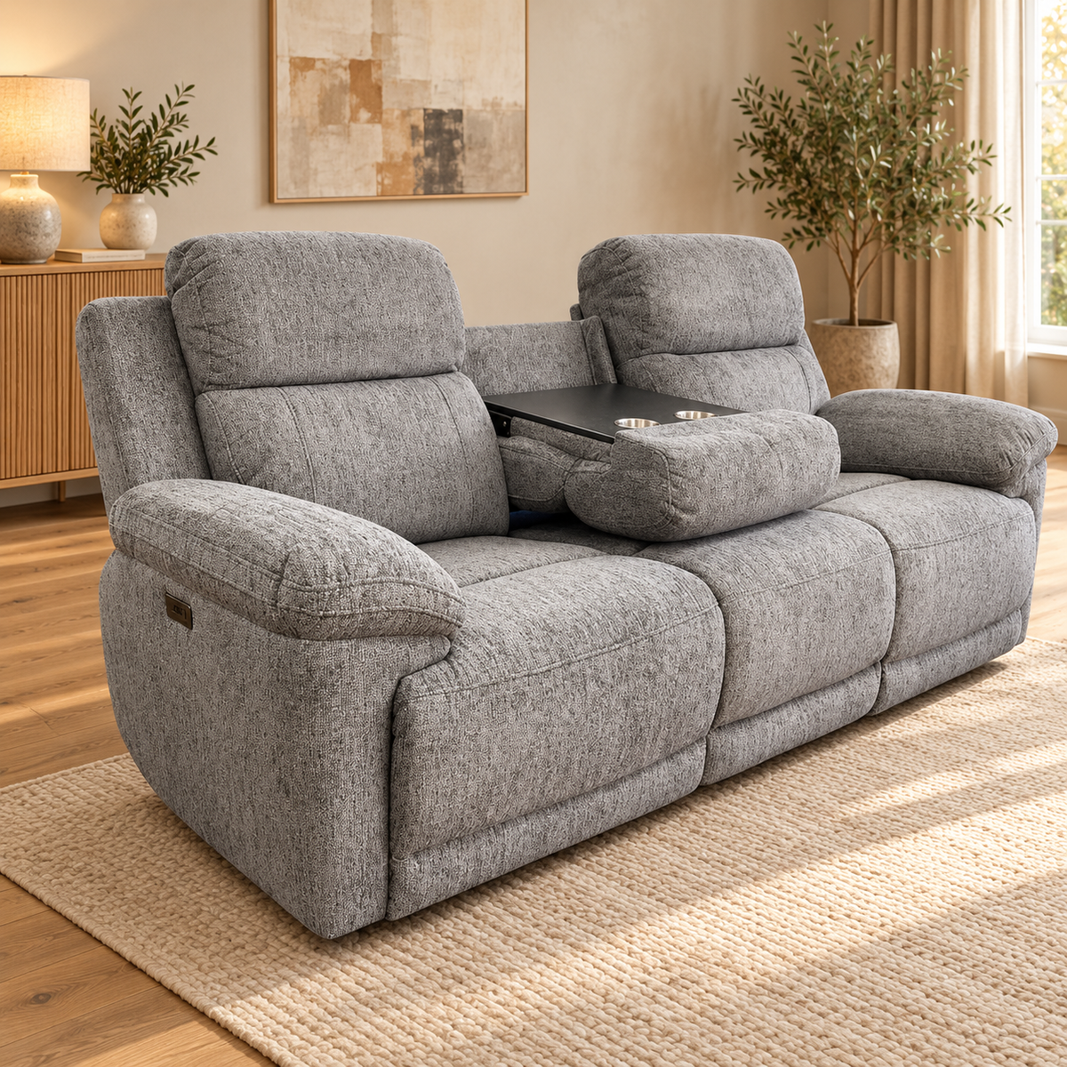 Lyra Electric Recliner Grey Sofa Set