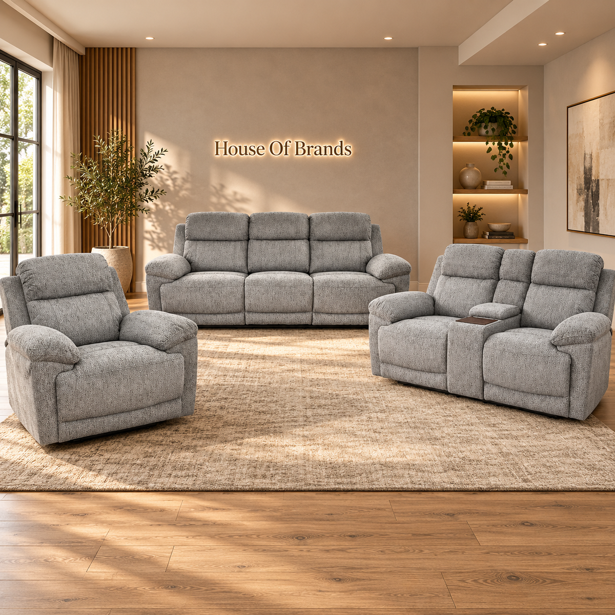 Lyra Electric Recliner Grey Sofa Set