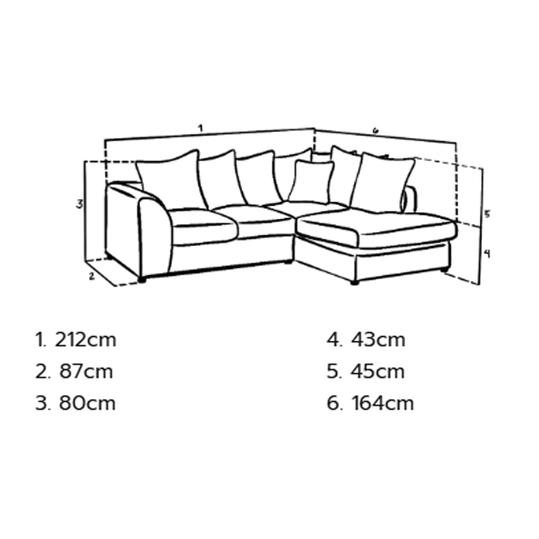 Harley Jumbo Right Hand Facing Corner Sofa in Grey