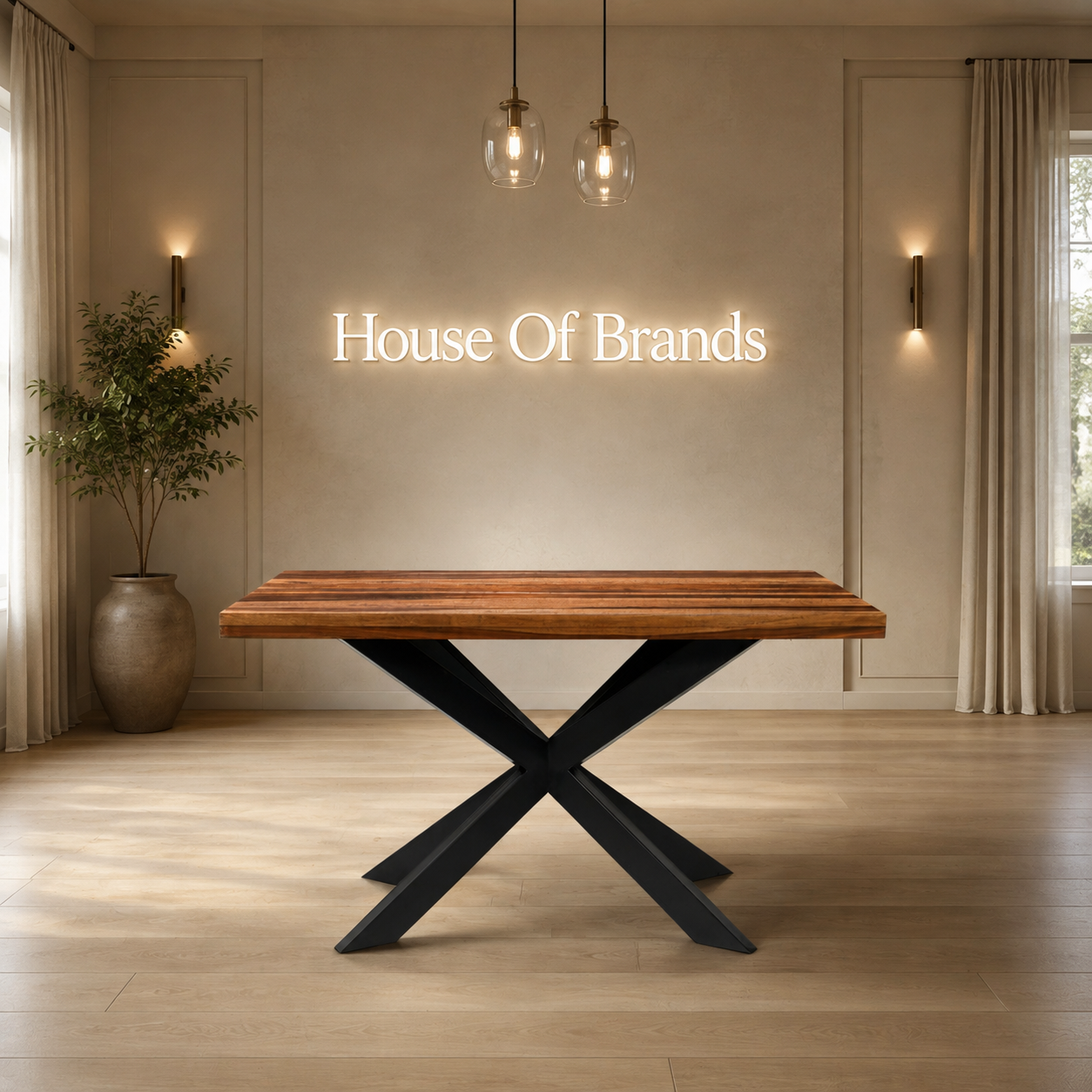 Huxley 135cm Dining Set with 4 Vintage Tan Chairs