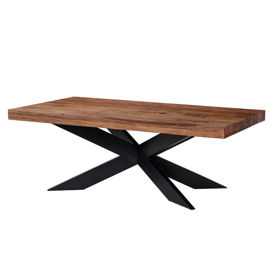 Huxley Solid Sheesham Wood & Black Iron Coffee Table