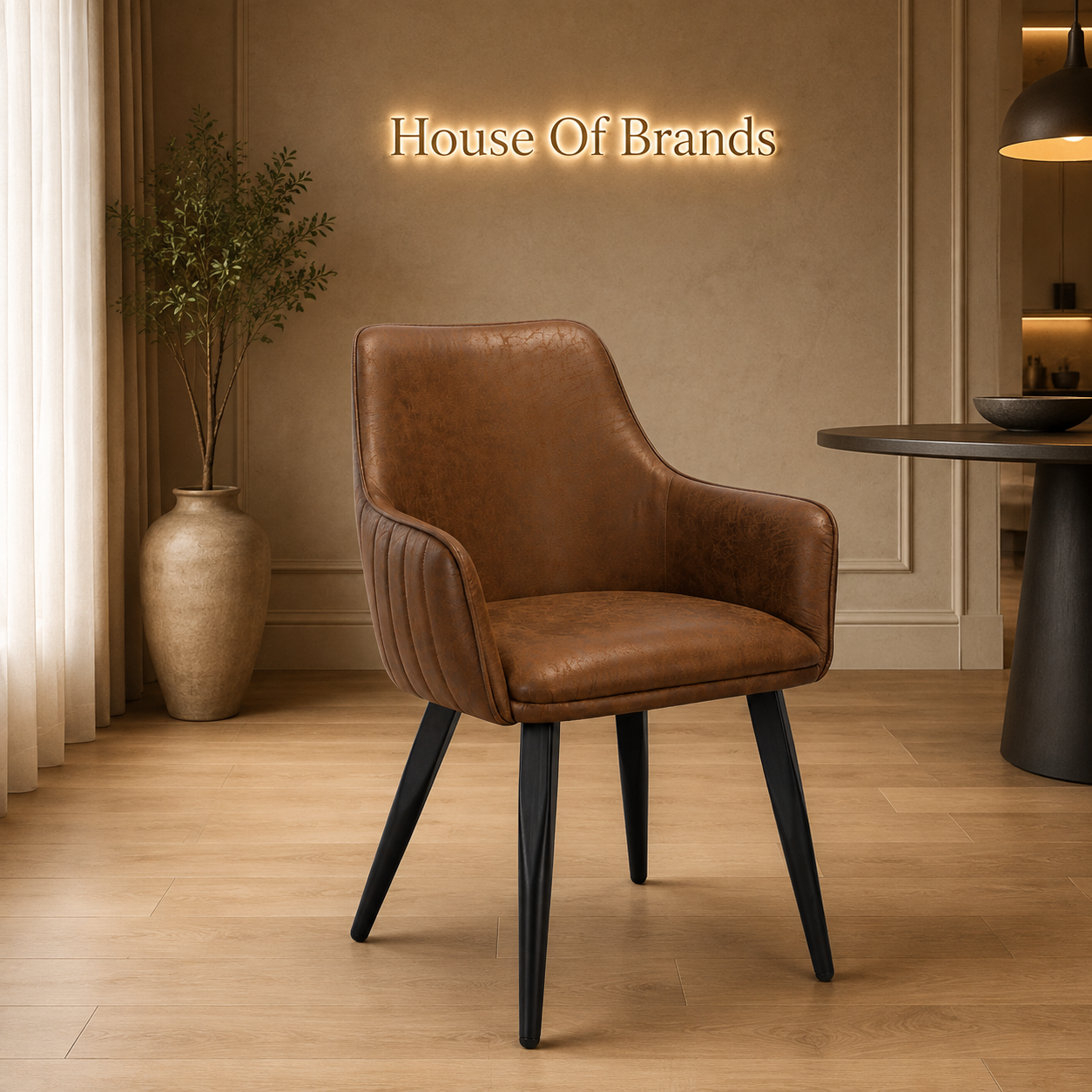 Huxley 135cm Dining Set with 4 Vintage Tan Chairs