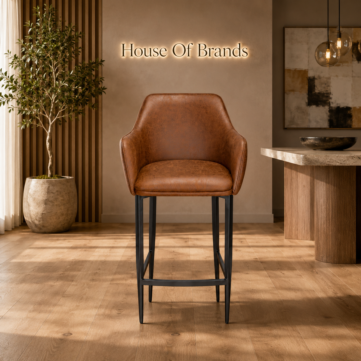 Huxley Vintage Tan PU Bar Stool