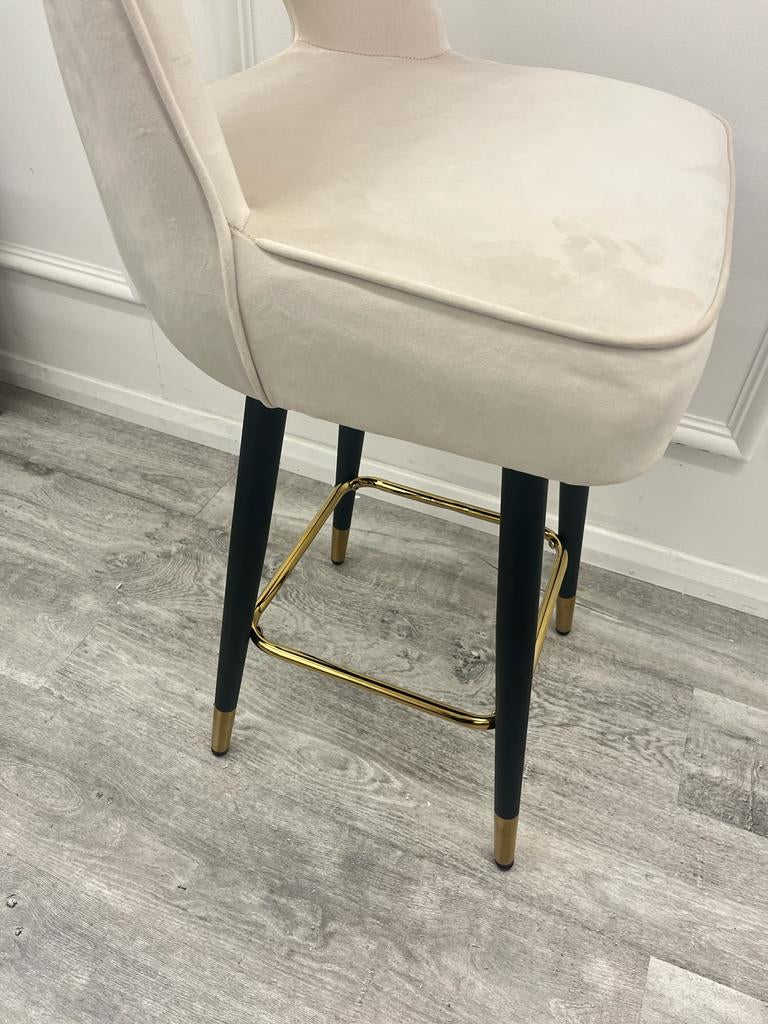 Astra Cream Velvet Barstool
