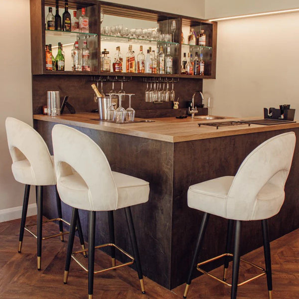Astra Cream Velvet Barstool