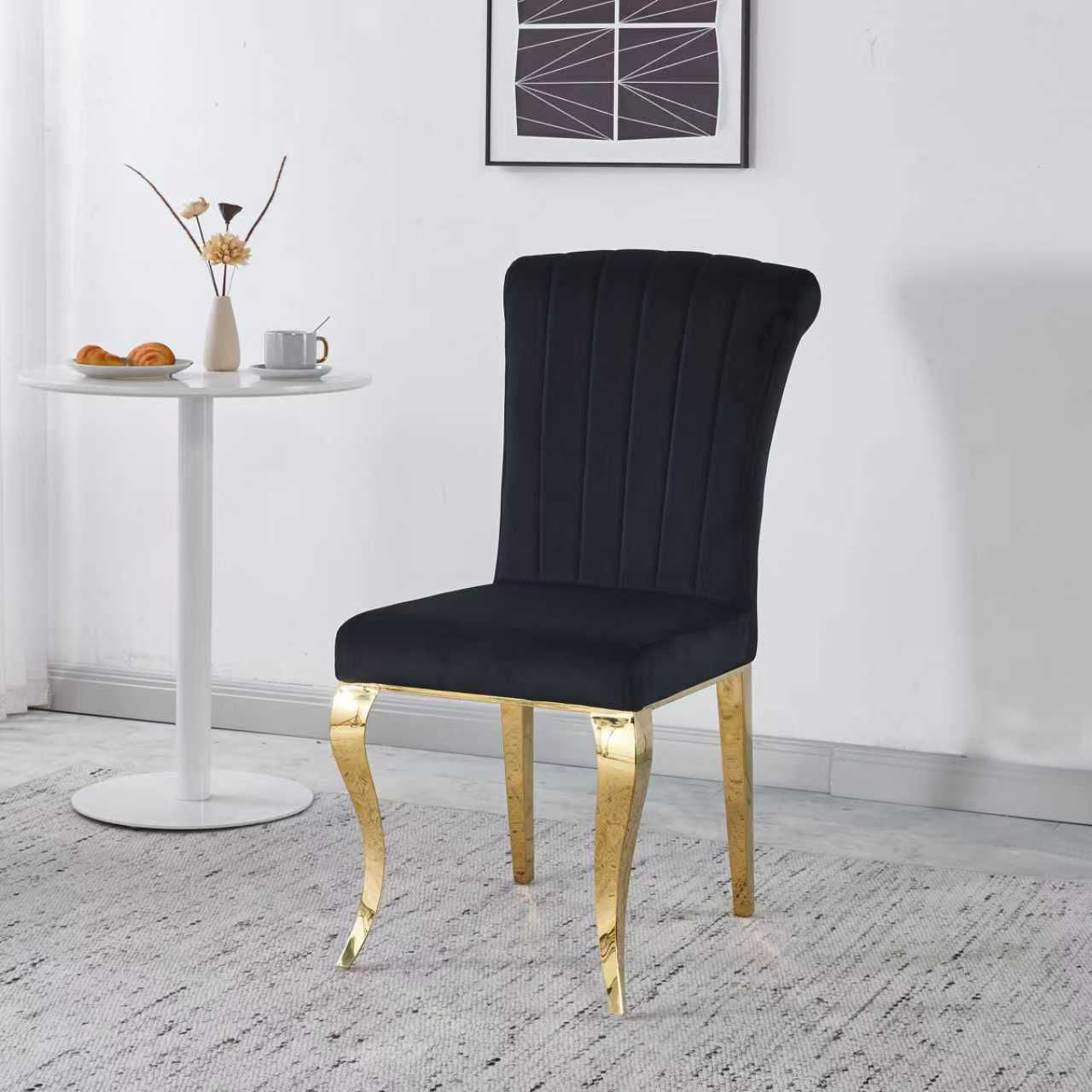 Armenia Black Velvet Dining Chair with Gold Legs – Modern Luxury Seating