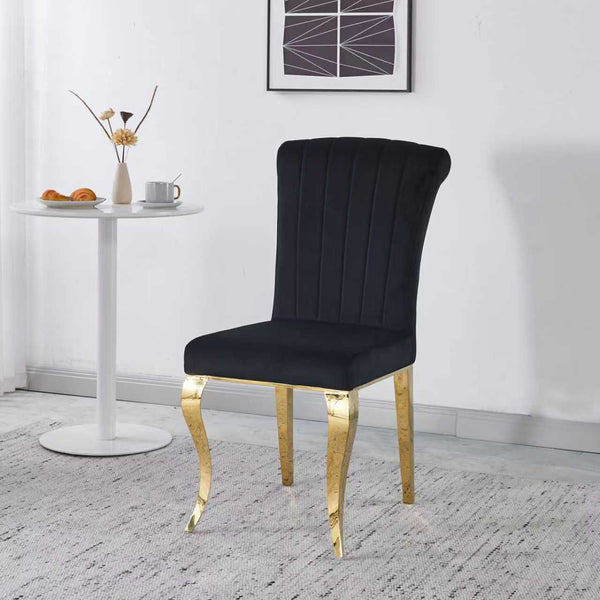 Armenia Black Velvet Dining Chair with Gold Legs – Modern Luxury Seating