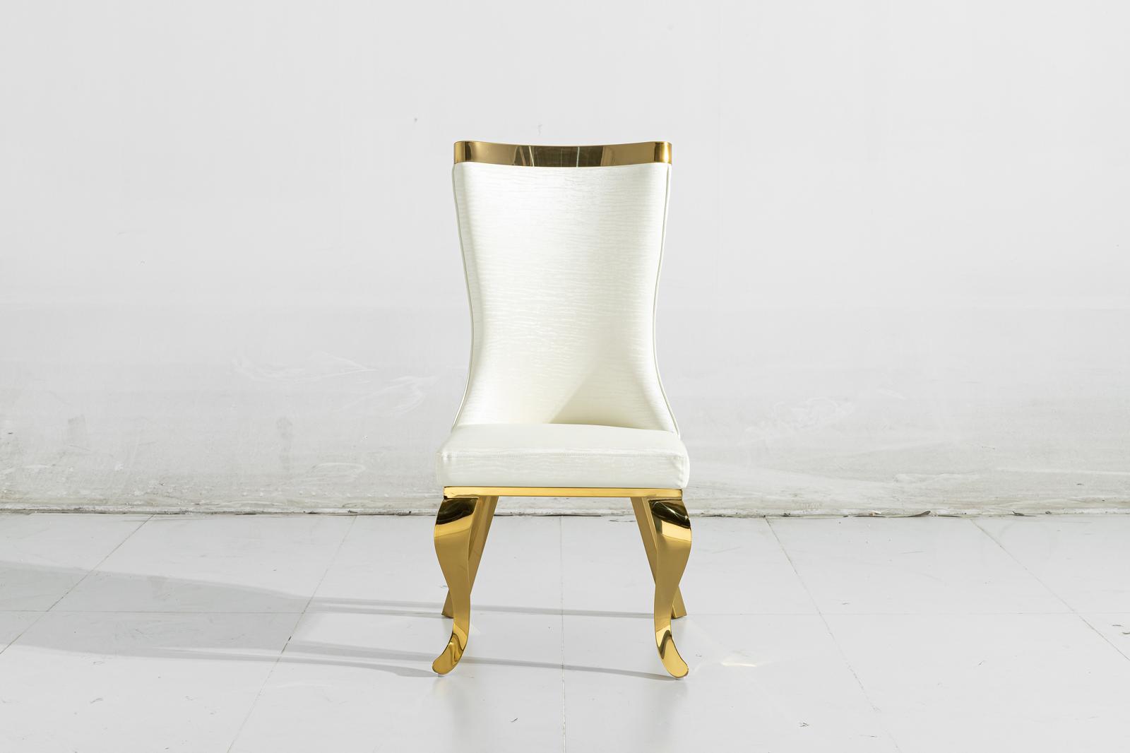 Samara Cream PU Leather Quilted Dining Chair with Gold Legs – Modern Luxury Seating