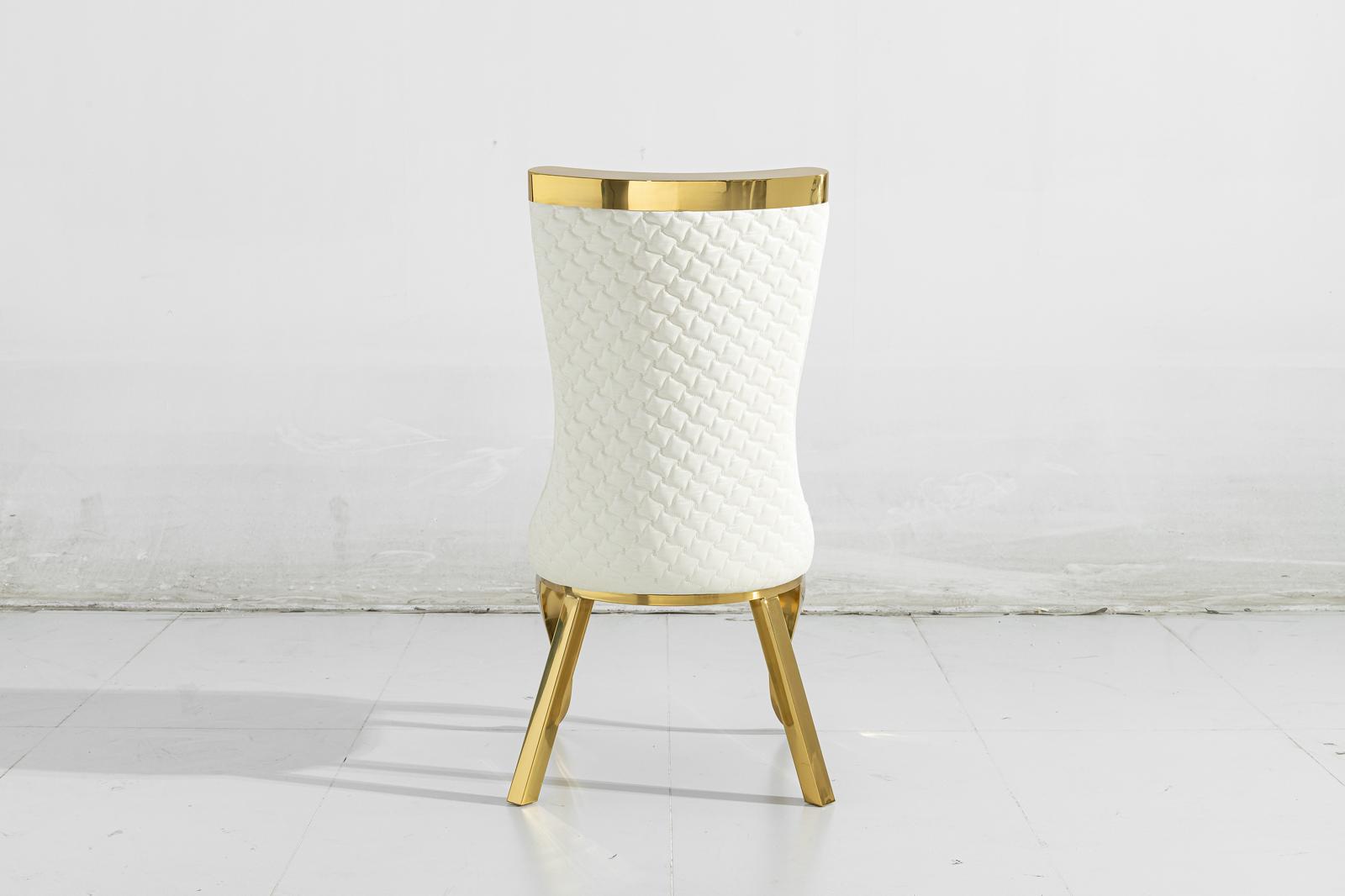 Samara Cream PU Leather Quilted Dining Chair with Gold Legs – Modern Luxury Seating