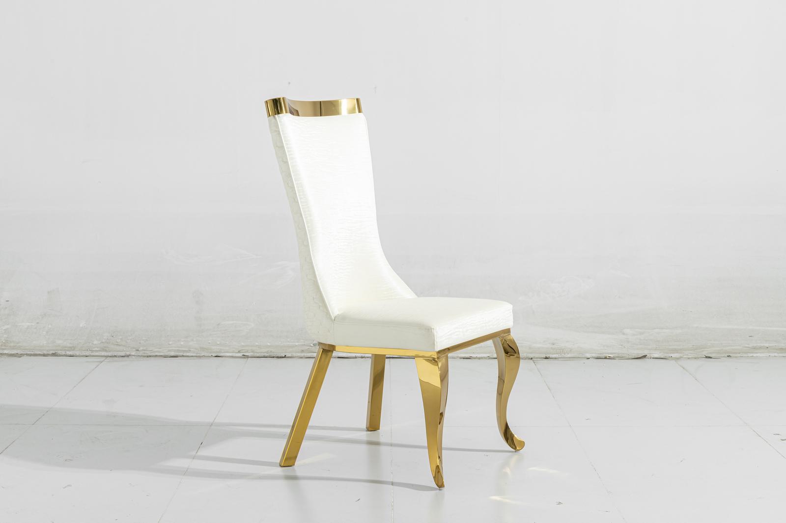 Samara Cream PU Leather Quilted Dining Chair with Gold Legs – Modern Luxury Seating